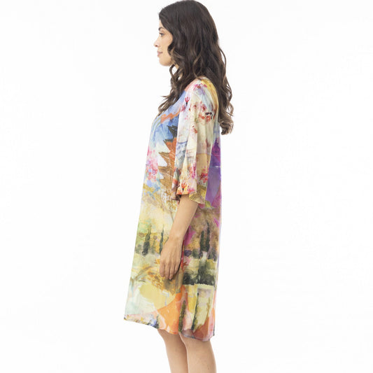 Orientique Digital Scenic Print Dress with Tie