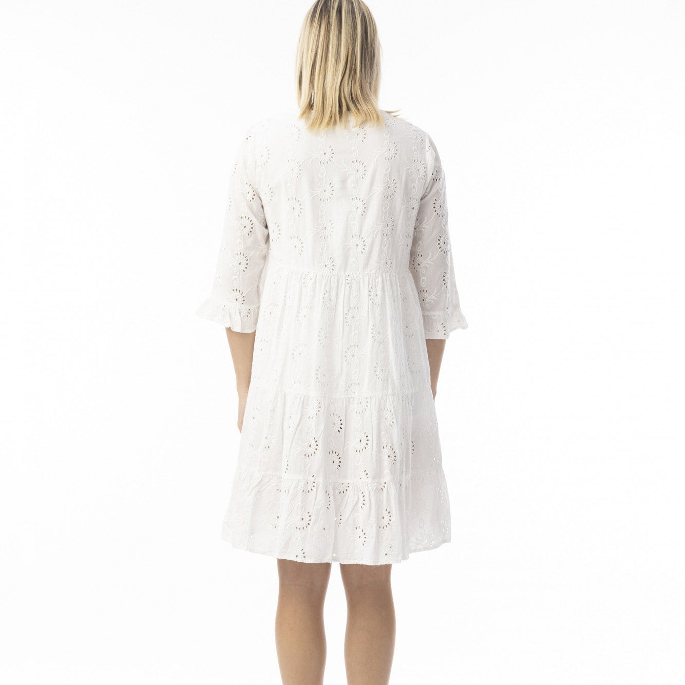 Orientique Essentials Broderie Frill Hem and Sleeves Dress