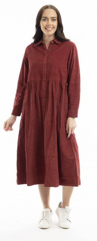 Orientique Cord Solid Dress Collar