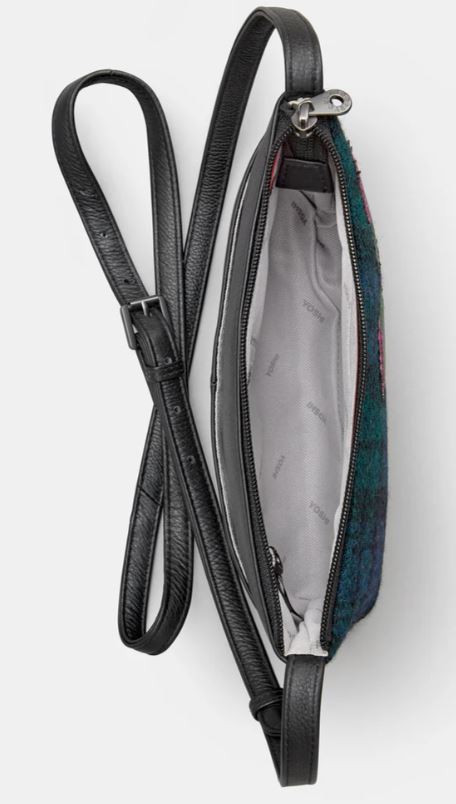 Yoshi Leather and Harris Tweed Highland Thistle Cross Body Bag