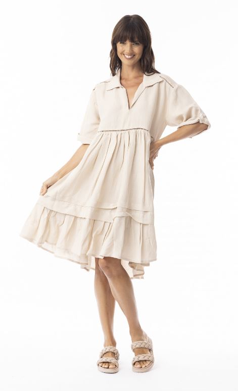 Orientique Linen Solid Dress layers 3/4