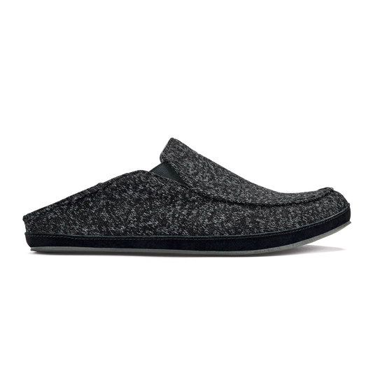 Olukai Mens Moloa Hulu Wool Slippers Black
