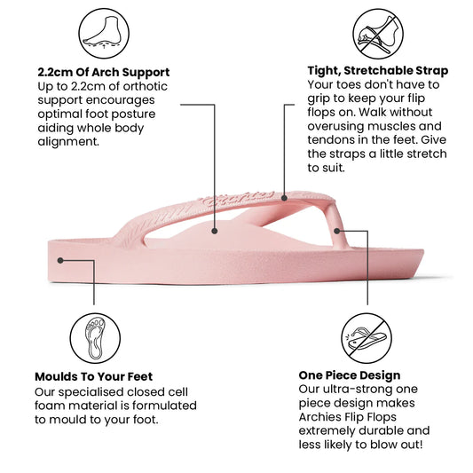 Archies Arch Support Thongs Pink