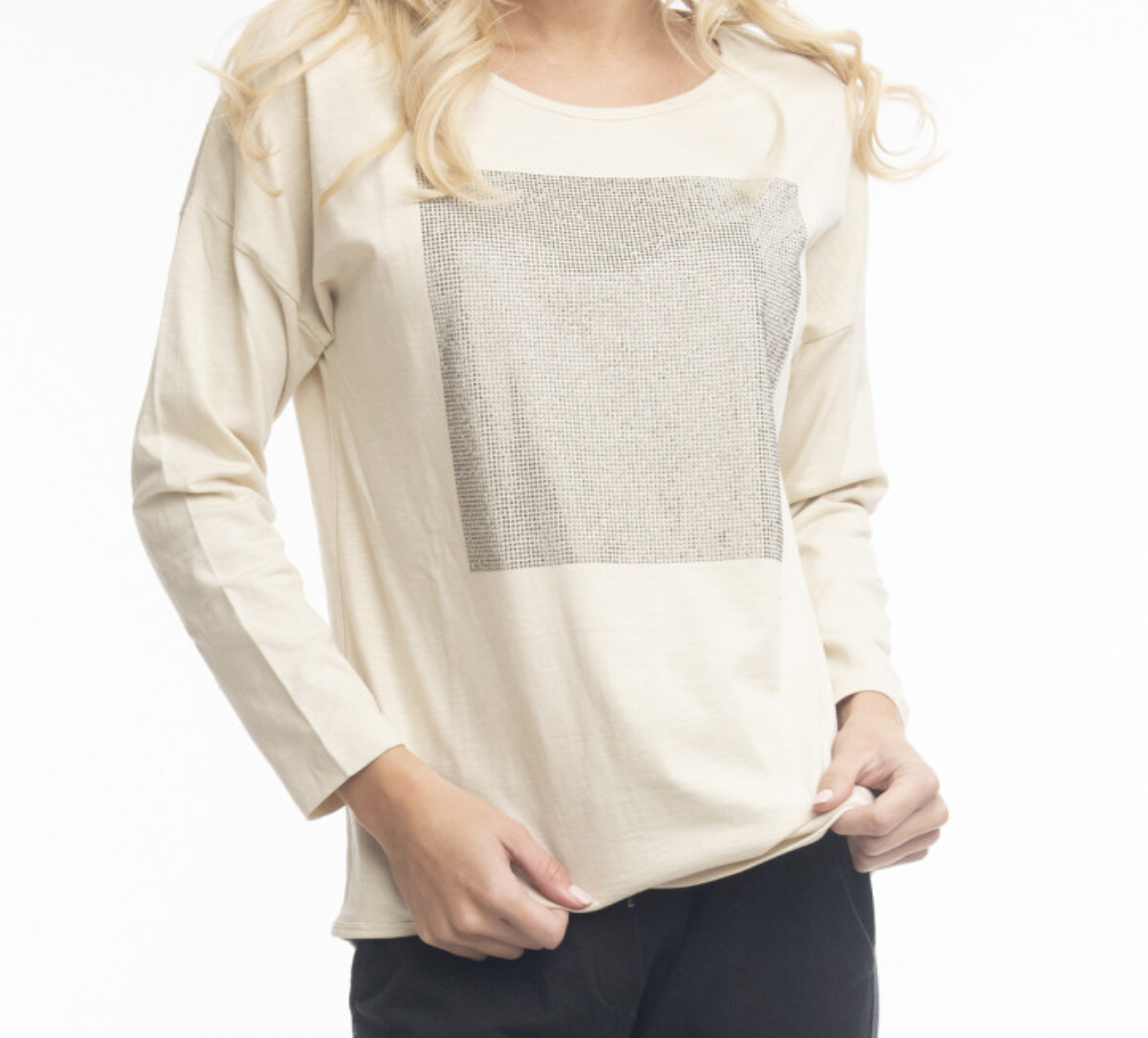 Orientique Fancy Top Oversize Sequins Taupe