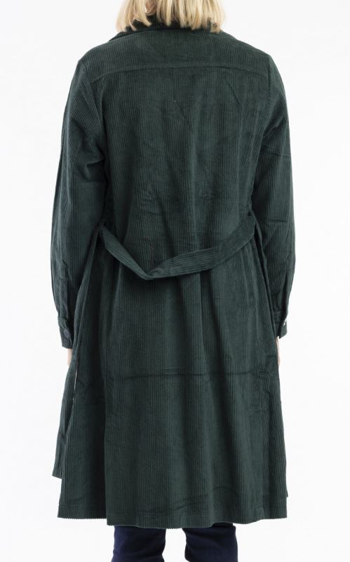Orientique Cord Solid Trench Coat Pine