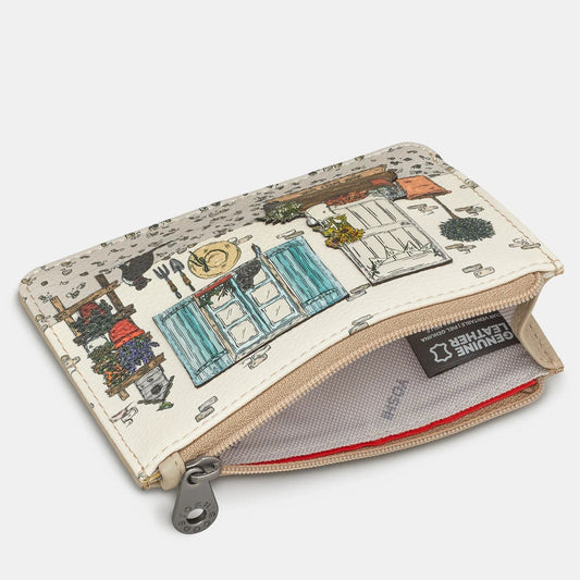 Yoshi Leather Country Cottage Zip Top Purse Warm Grey