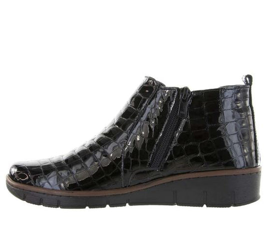 Cabello CP452-22 Black Croc Patent Bootie