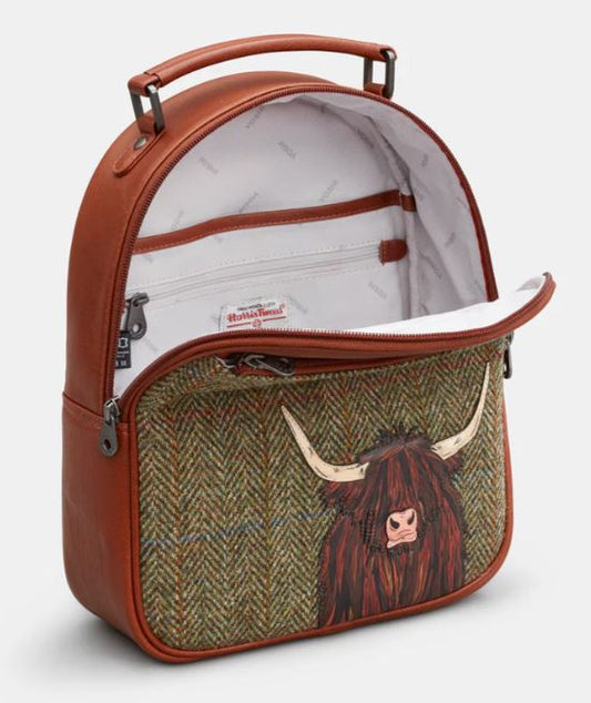 Yoshi Leather and Harris Tweed Highland Cow Back Pack