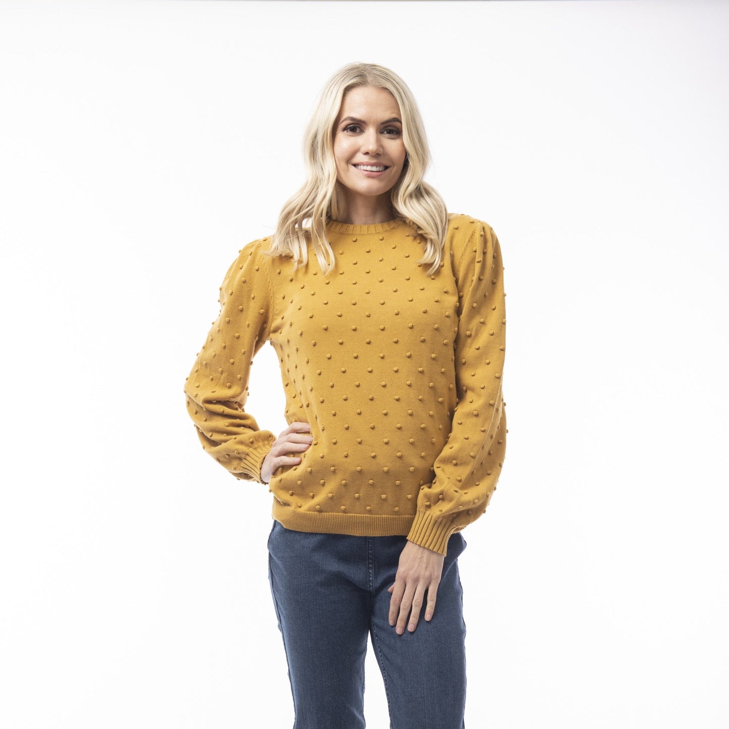 Orientique Knit Bobble Jumper - Lemonite