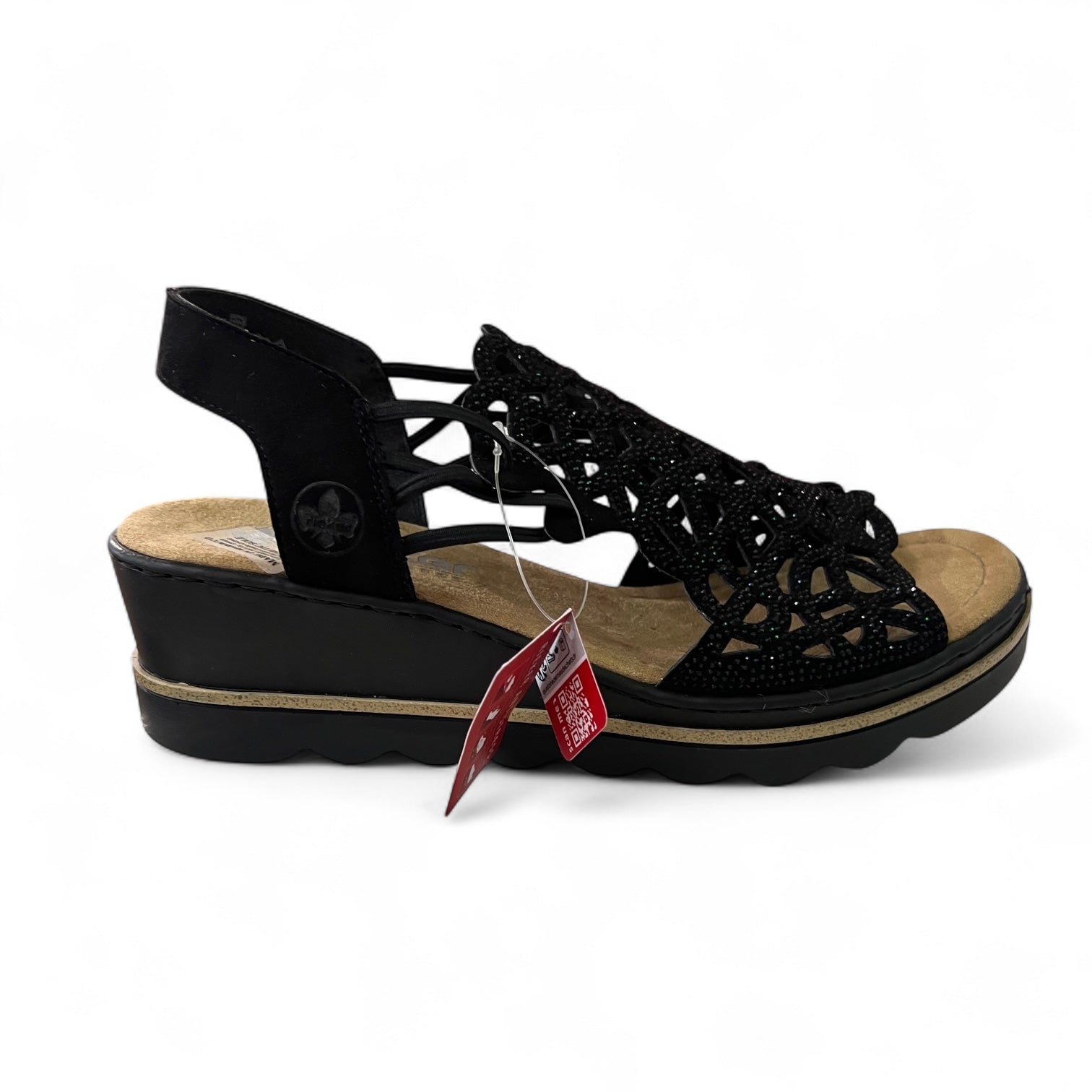 Rieker Wedge Sandal 67465-00 Black