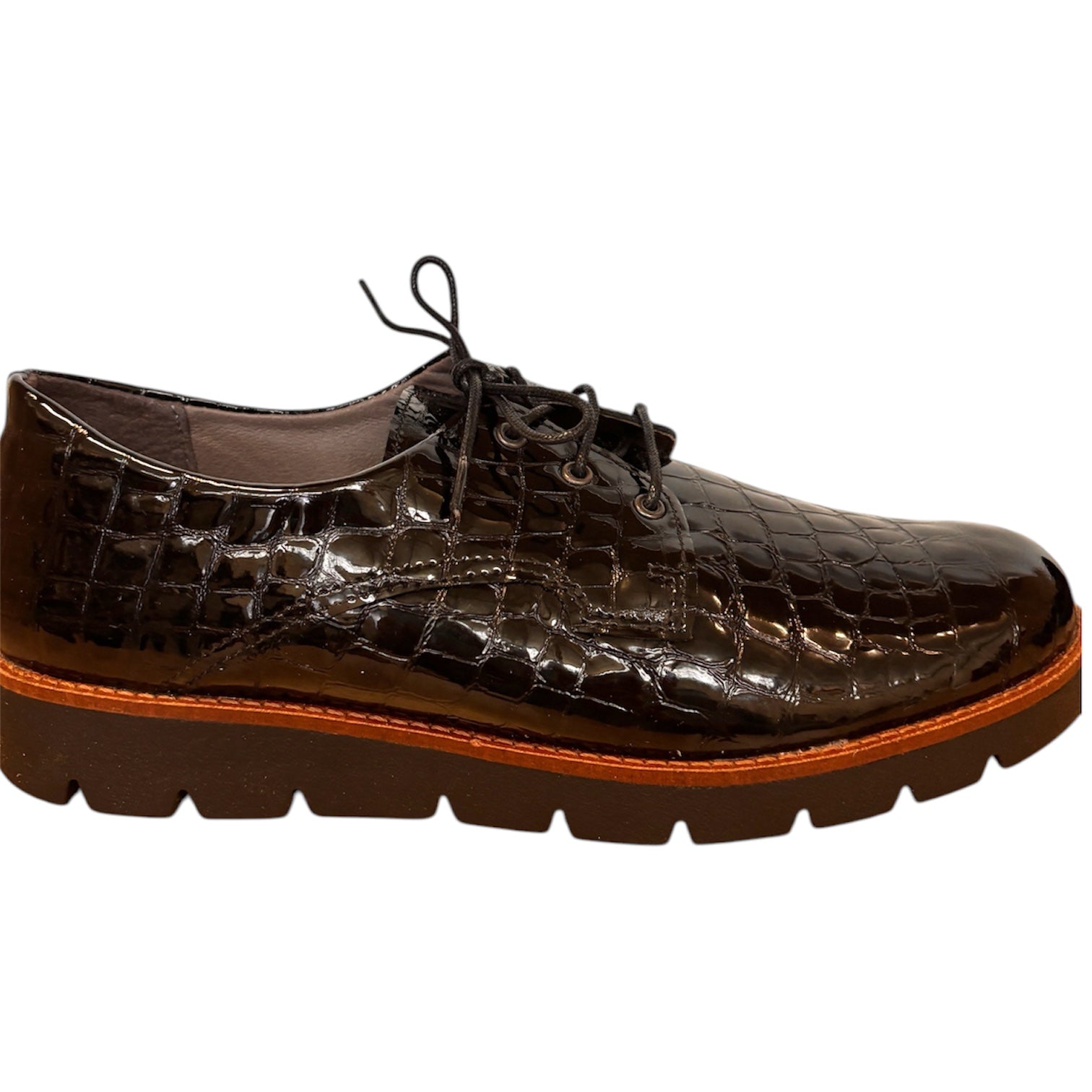 Aco Comfort Aim Black Croc Lace up