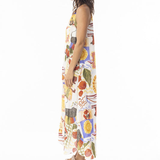 Orientique Round Neck Sleeveless Maxi Dress