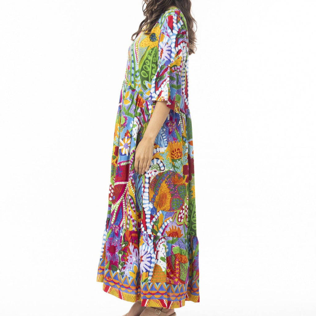 Orientique Ipanema Midi Frill Hem Peak Dress