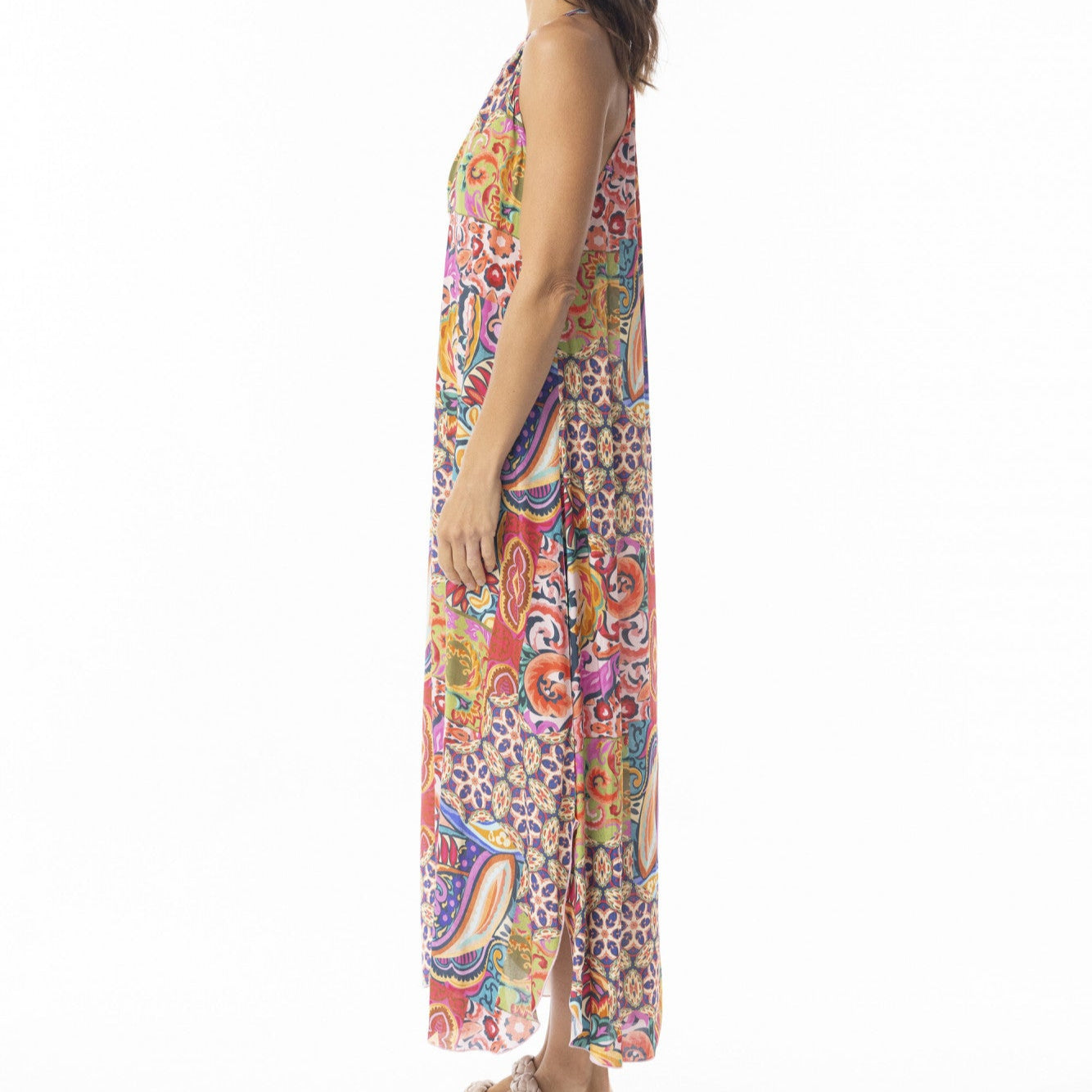 Orientique Round Neck Sleeveless Maxi Dress