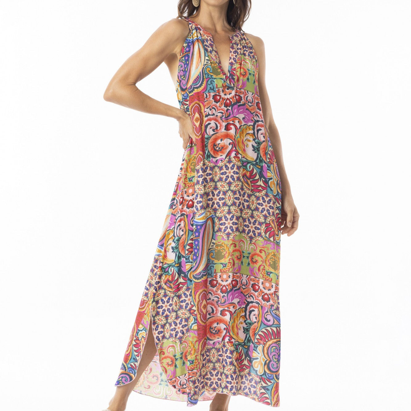 Orientique Round Neck Sleeveless Maxi Dress