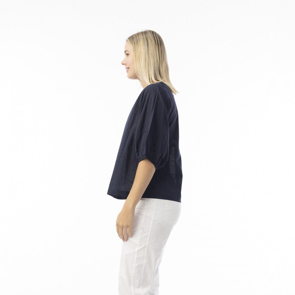 Orientique Cotton Slub Essentials Top Puff Sleeve
