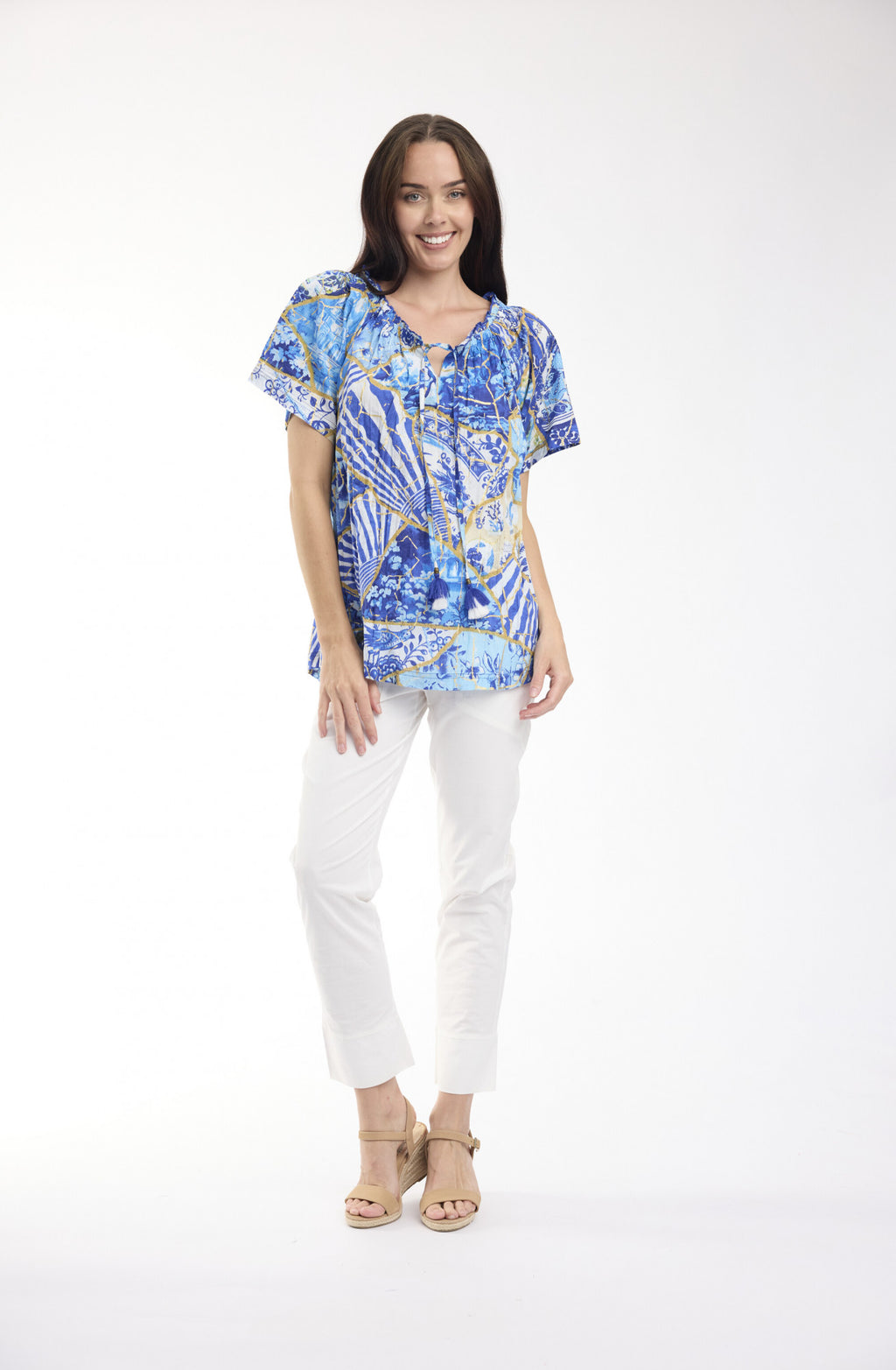 Orientique 50 Years Oriental Top Frill Neckline