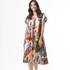 Orientique Cotton Shift Flair Crew Dress