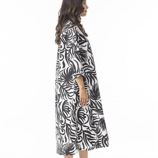 Orientique Suriname Black Shirt Dress 3/4 Length Sleeve