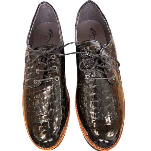 Aco Comfort Aim Black Croc Lace up