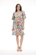 Orientique Camellias Puff Sleeve Dress