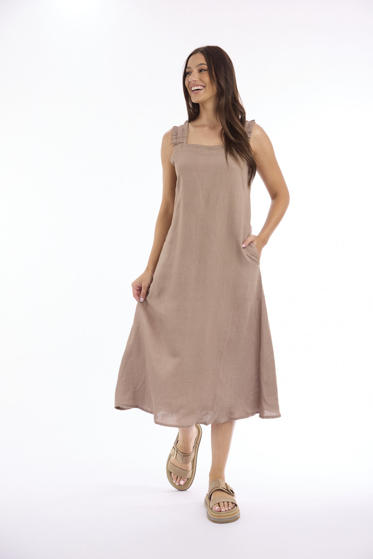 Orientique Escape Linen Strappy Dress