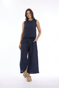Linen Solid Wide Leg Pant