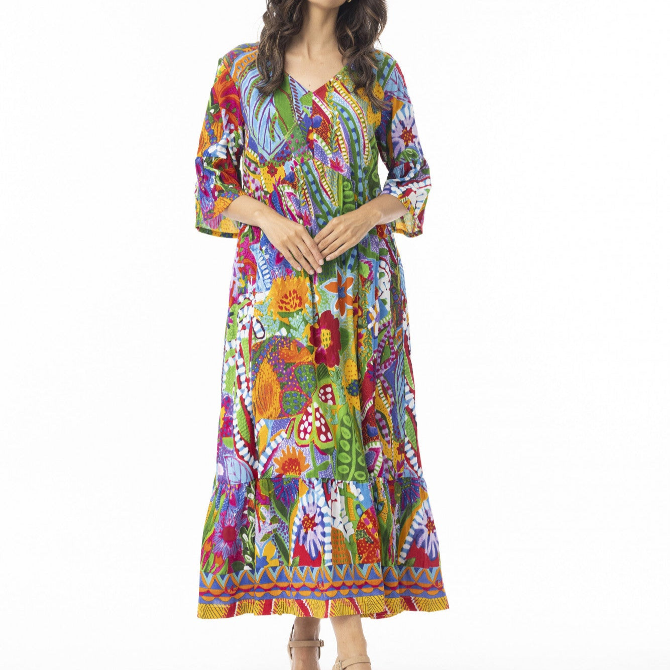 Orientique Ipanema Midi Frill Hem Peak Dress