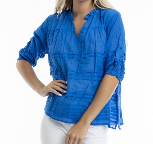 Orientique Essentials Cotton Gauze Pleated Top