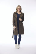 Orientique Solid Trench Coat Belted - olive