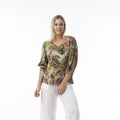 Orientique Lima Olive V Neck Top