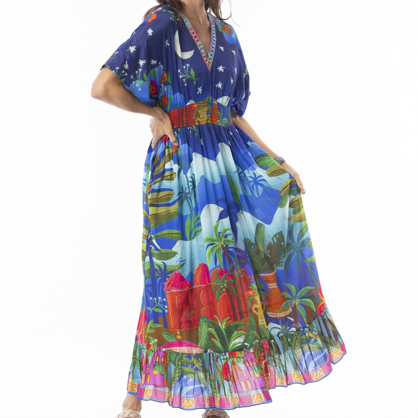 Orientique Arabian Nights Shirred Waist Dress