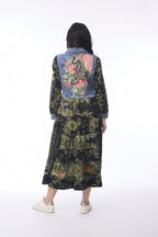 Orientique Keqioa Dress Maxi Collar Denim Mix