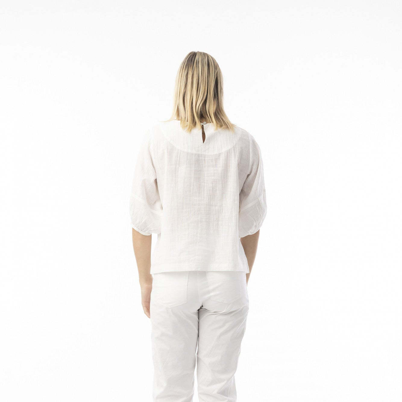 Orientique Cotton Slub Essentials Top Puff Sleeve