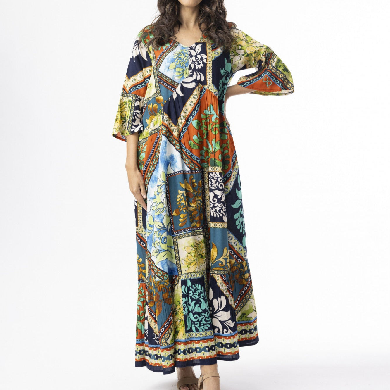 Orientique Ipanema Midi Frill Hem Peak Dress