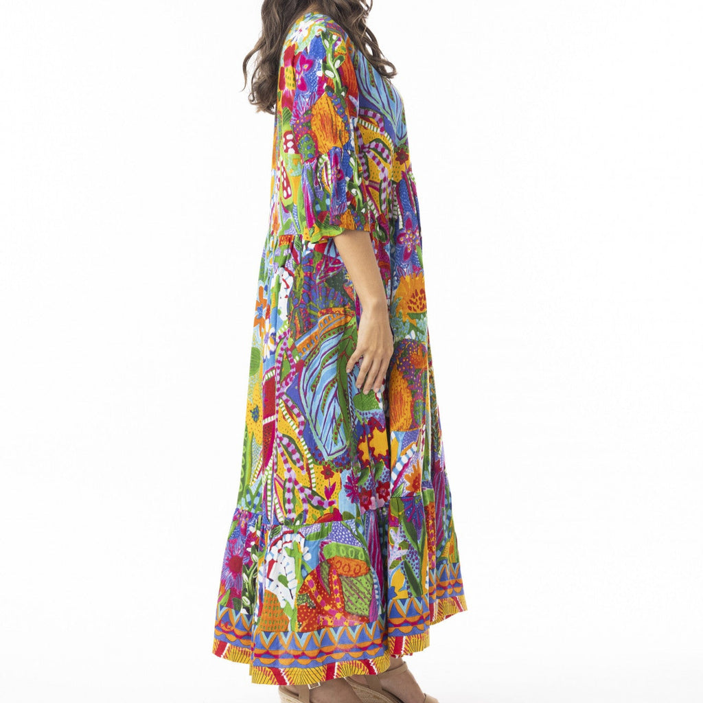 Orientique Ipanema Midi Frill Hem Peak Dress