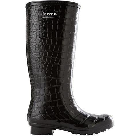 Roma EMMA CLASSIC BLACK CROC WOMEN'S RAIN BOOT 