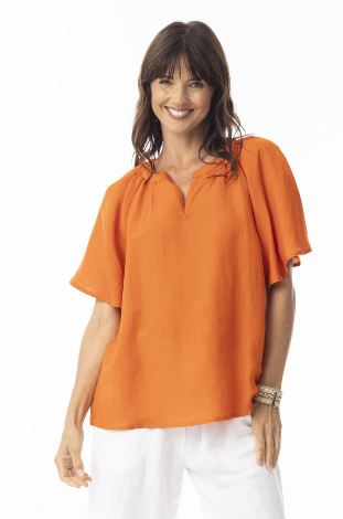 Orientique Linen Solid Top Chinese Collar