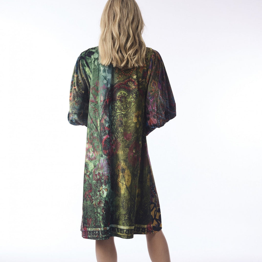 Orientique Digital Dress Crew Neck Vintage Print