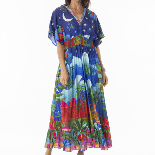 Orientique Arabian Nights Shirred Waist Dress