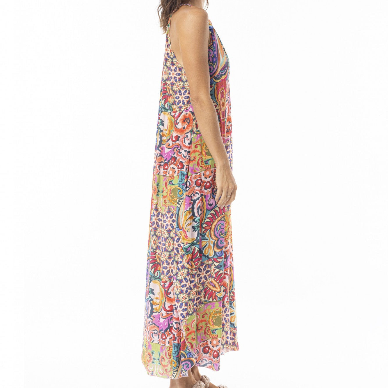 Orientique Round Neck Sleeveless Maxi Dress