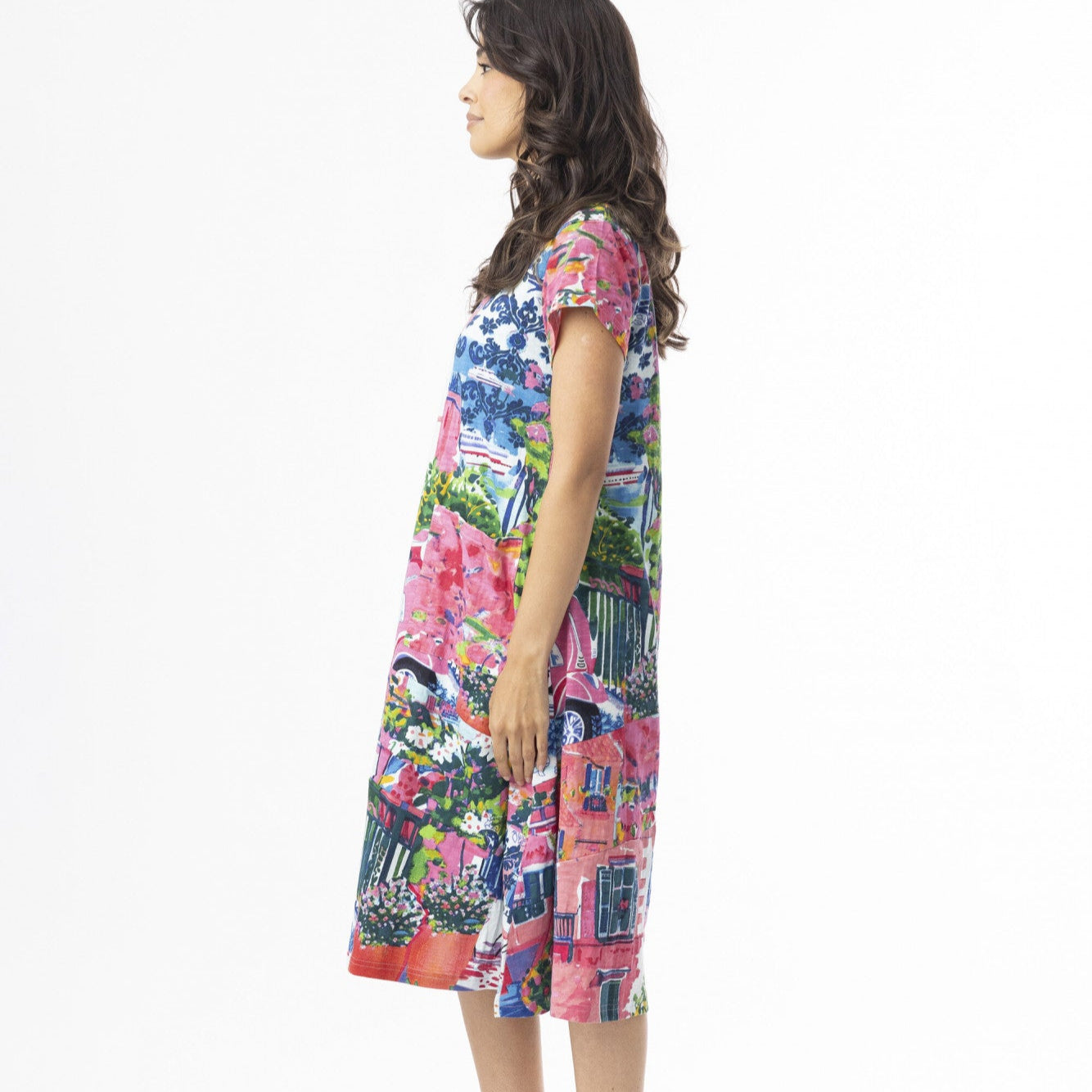 Orientique Cotton Shift Flair Crew Dress