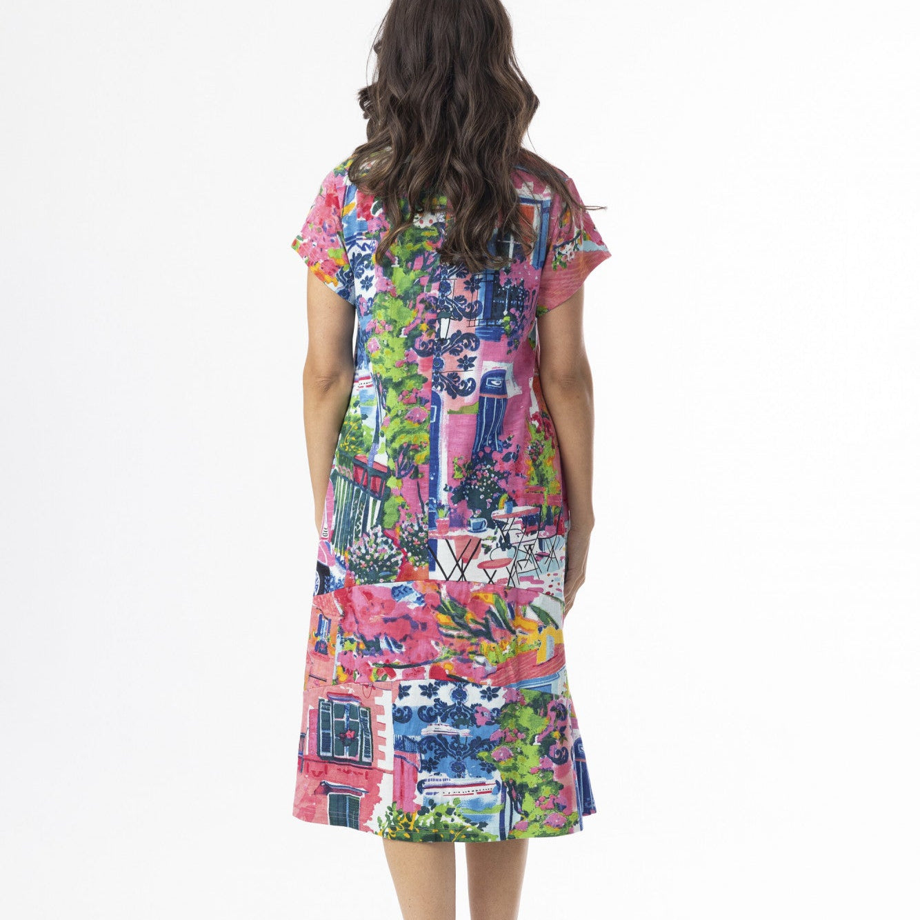 Orientique Cotton Shift Flair Crew Dress