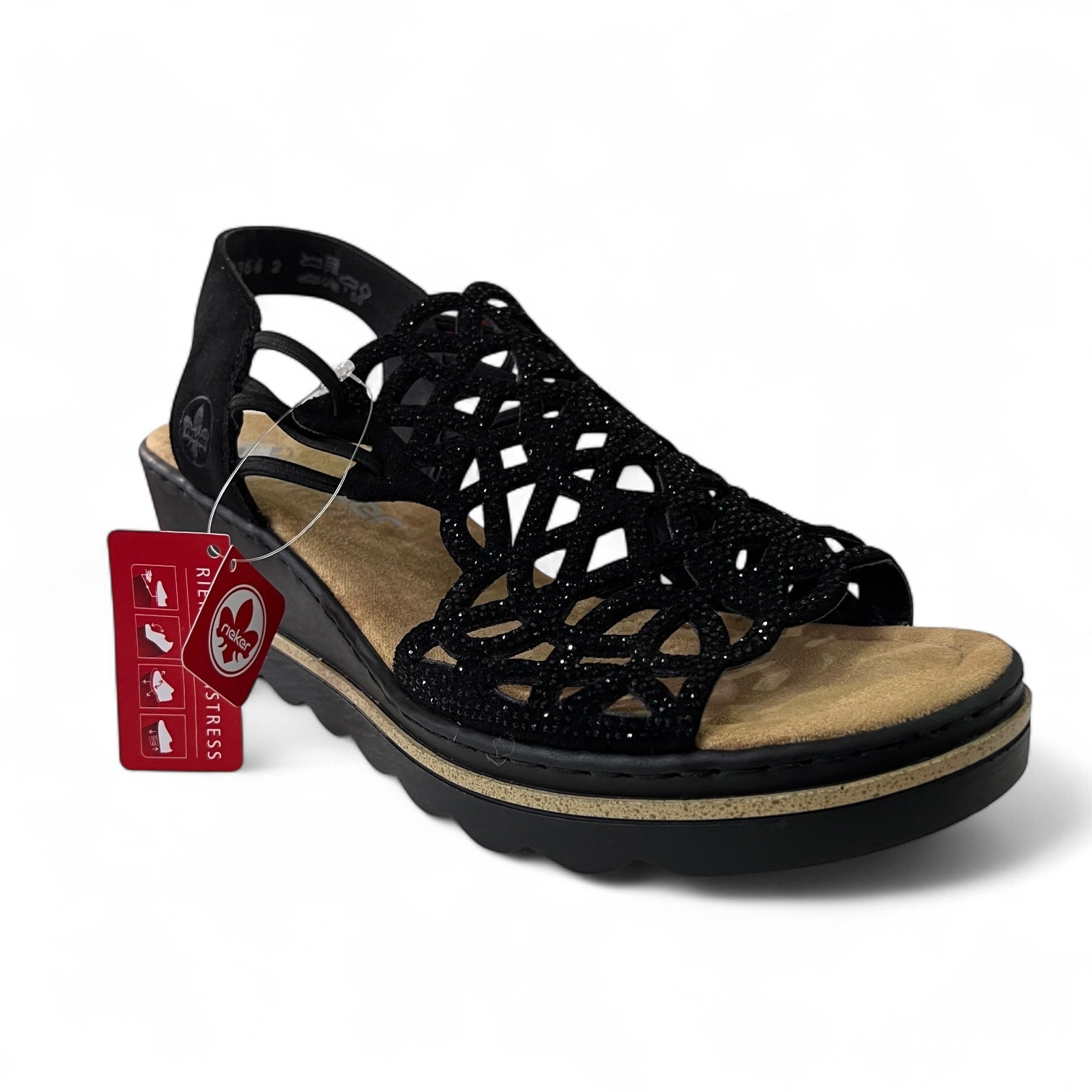 Rieker Wedge Sandal 67465-00 Black