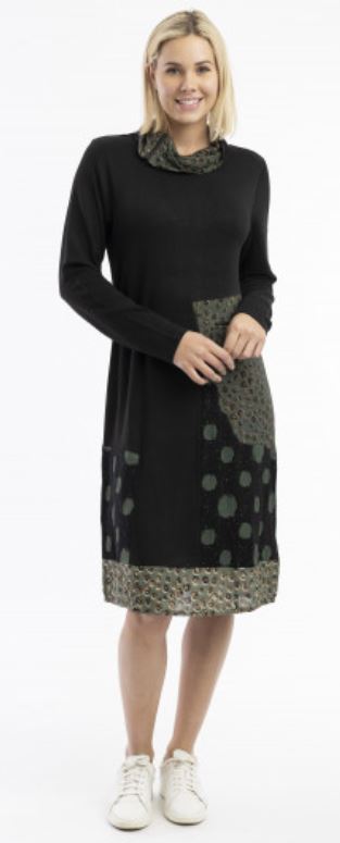 Orientique Bohemian Rhapsody Patch Cowl Dress