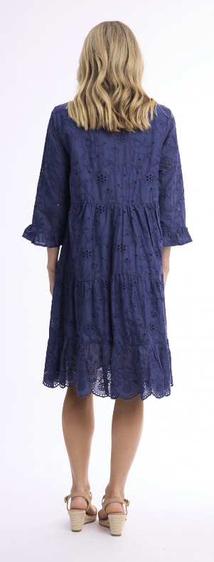 Orientique Essentials Broderie Frill Hem and Sleeves Dress