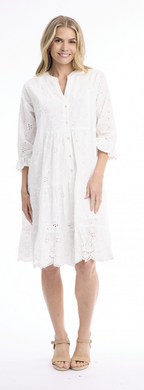 Orientique Essentials Broderie Frill Hem and Sleeves Dress