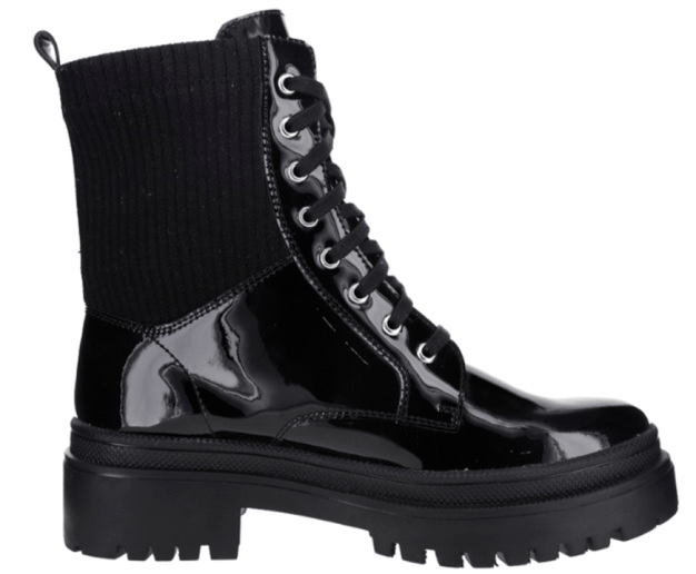 Le Sansa Candy Black Patent Military Boot 