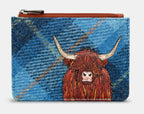 Yoshi Leather Highland Cow Zip Top Purse Blue