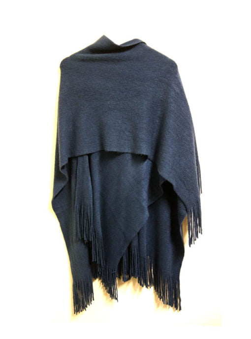 Cinnamon Fringe Wrap Peacock Blue